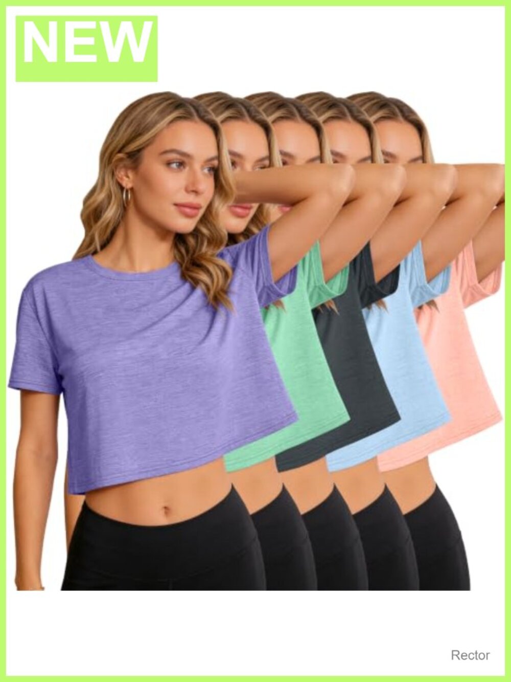 5 Pack Women Crop Tops Short Sleeve Workout Loose T Shirts